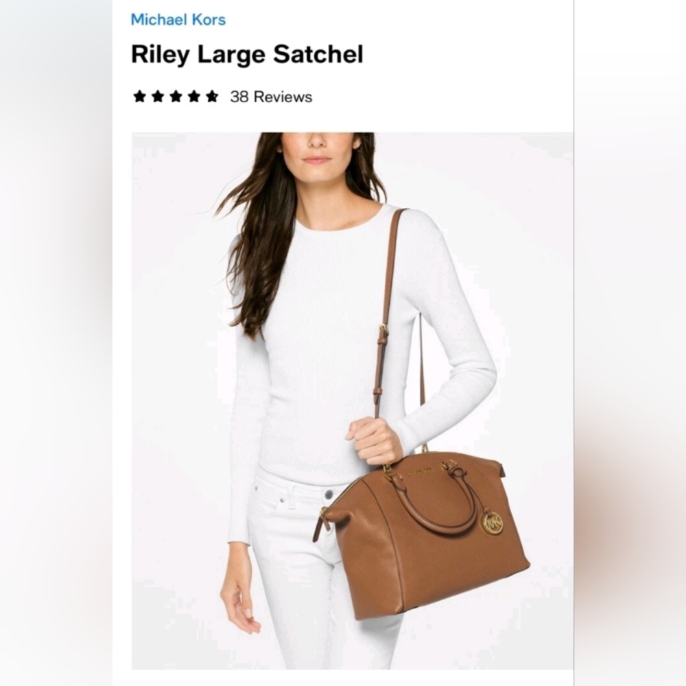 Michael Kors Riley Leather Satchel Purse in Brown